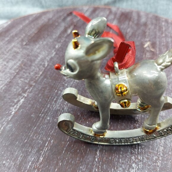 Lenox Babys First Christmas Silver Rocking Horse Ornament 2002 Keepsake - Picture 6 of 16